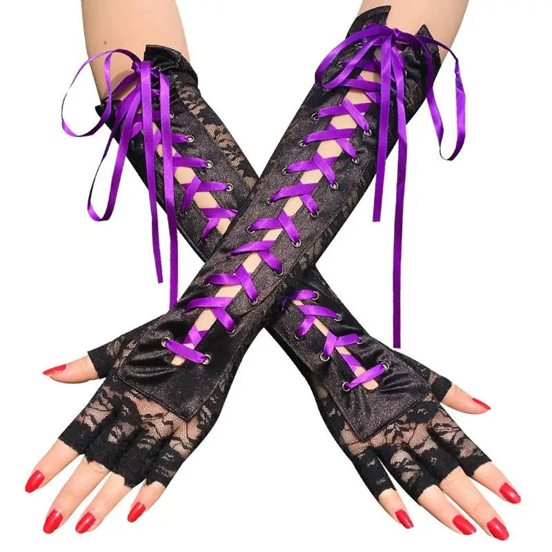 Gants, nœud floqué, châle en dentelle