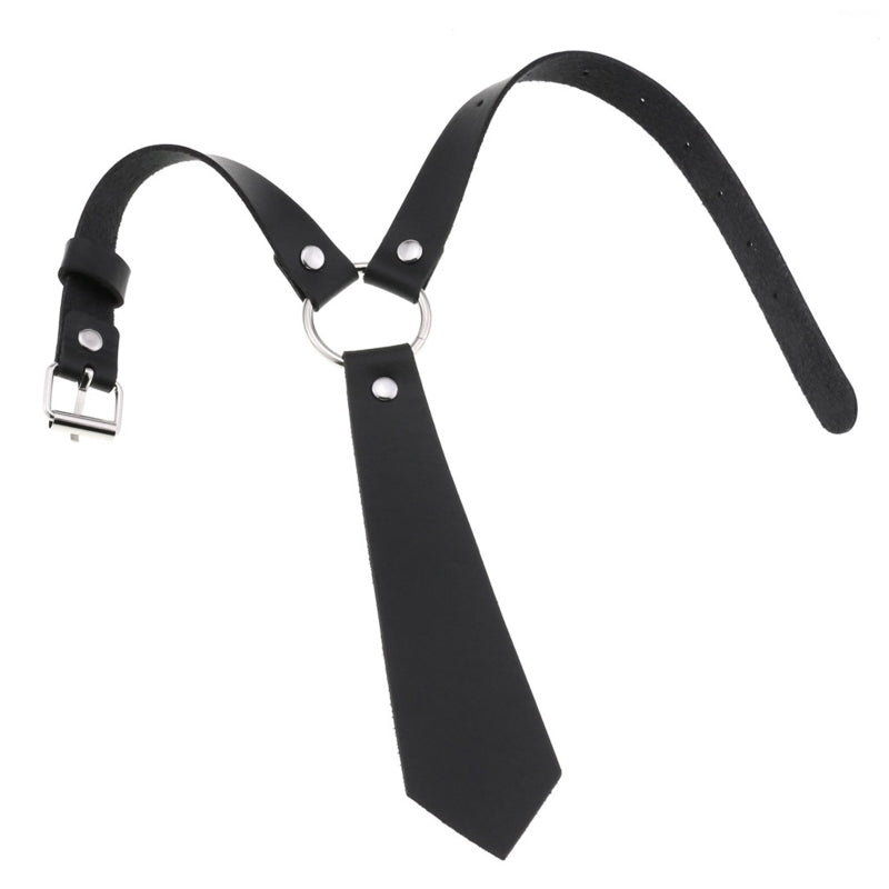 Collier ras du cou en similicuir noir