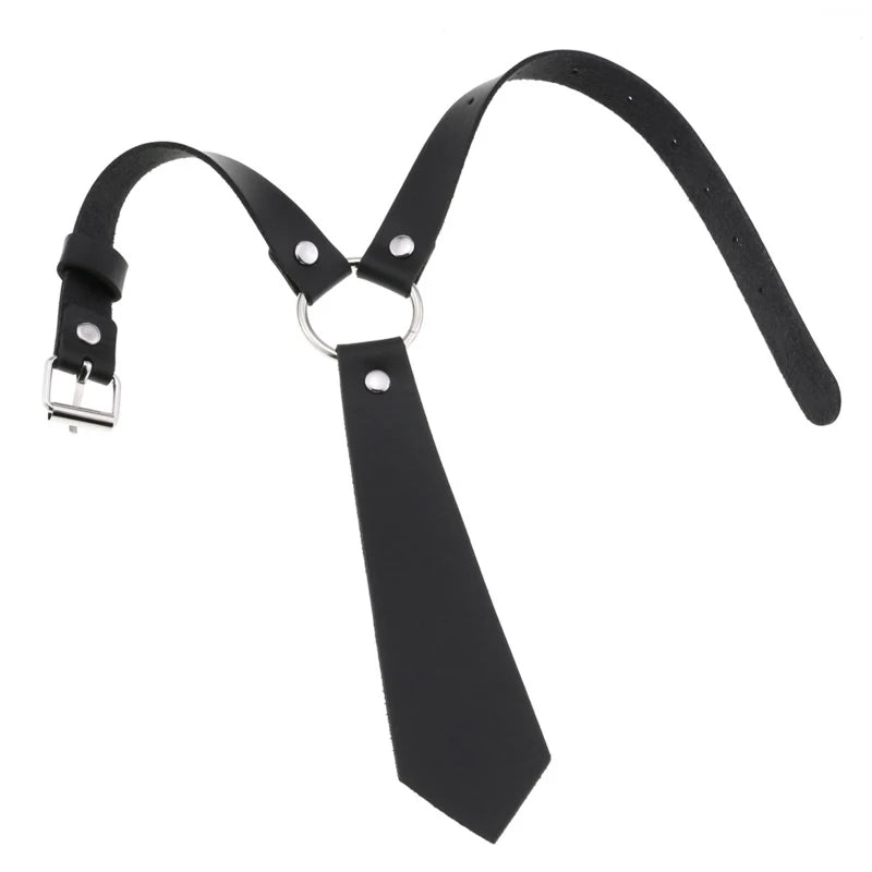 Collier ras du cou en similicuir noir