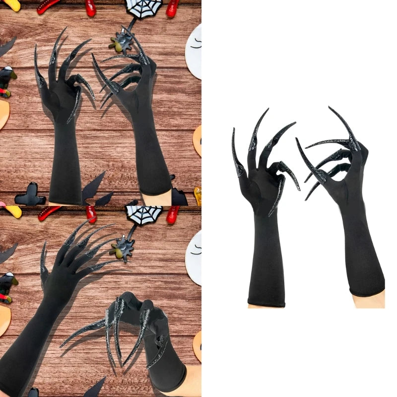 Gants à ongles longs et effrayants, accessoires de costume