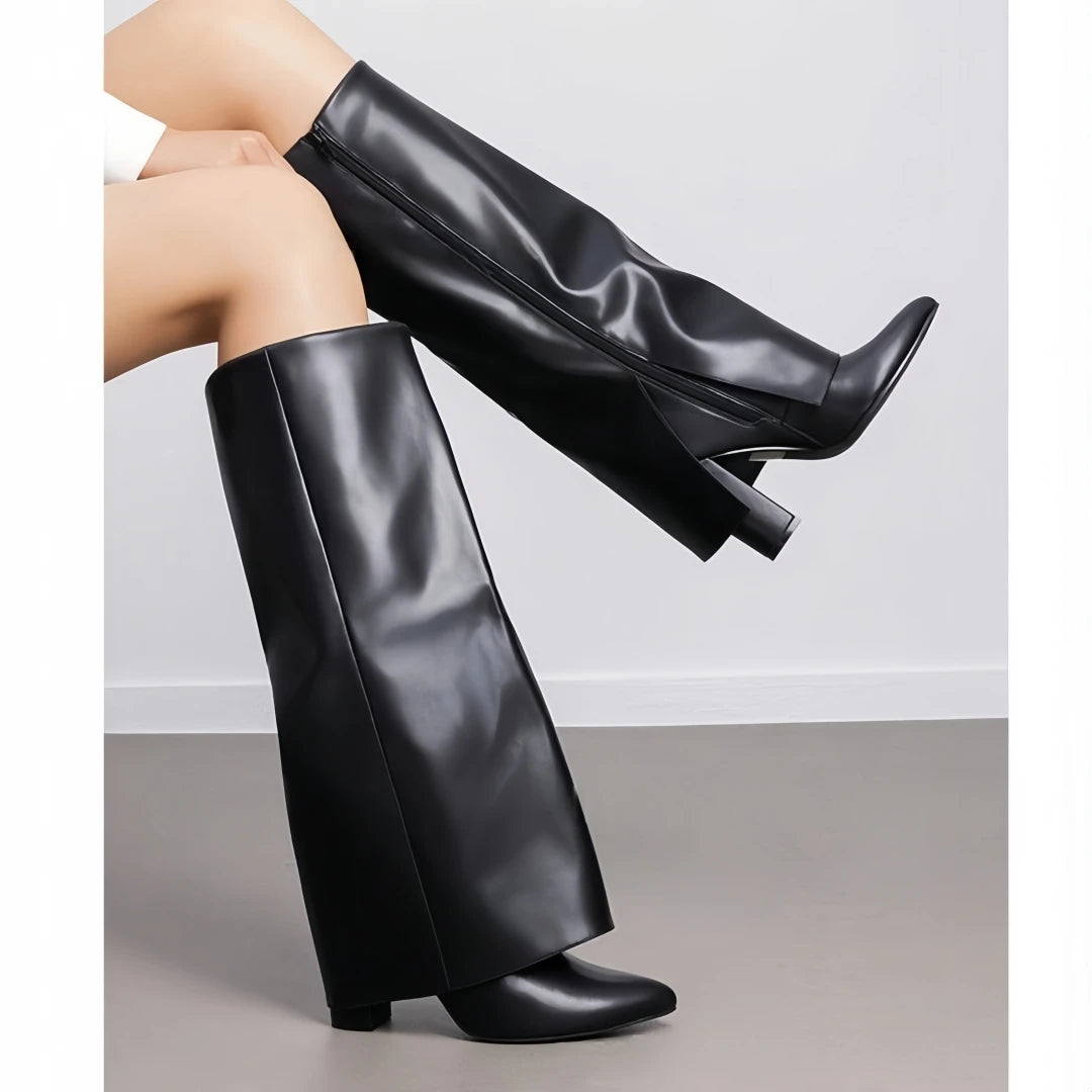 Bottes hautes à talons hauts et épais