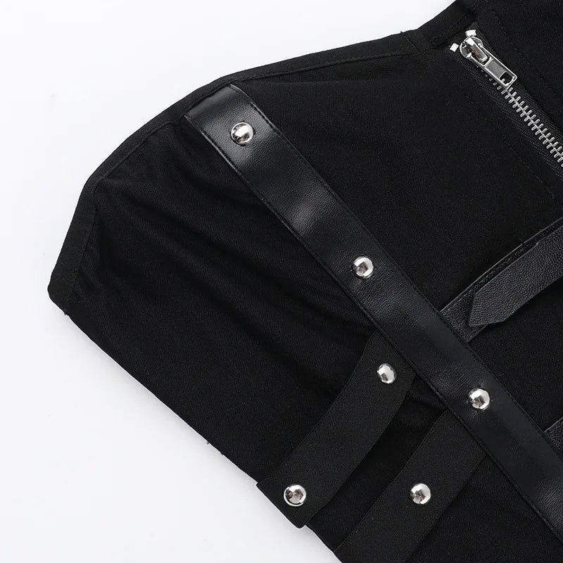 Corset sans bretelles en cuir style gothique