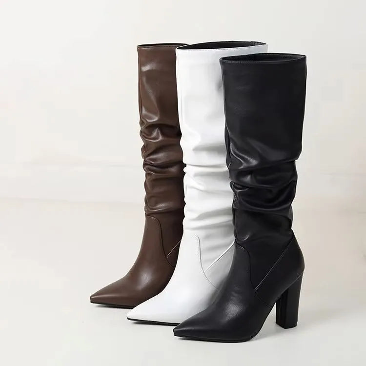 Bottes longues à talons hauts chaussures épaisses