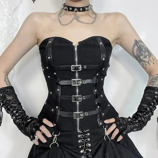 Corset sans bretelles en cuir style gothique Clickbing Market