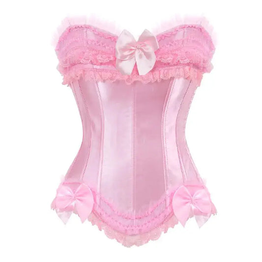 Satin surbuste Corset à lacets Corsets Bustiers haut grande taille blanc rouge noir rose Clickbing Market