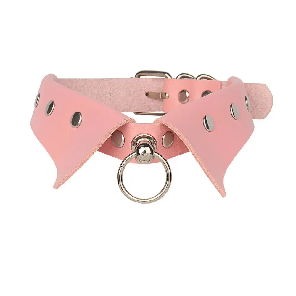 Collier Ras du Cou en Cuir Vintage Anneau Rond, Pendentif Clickbing Market