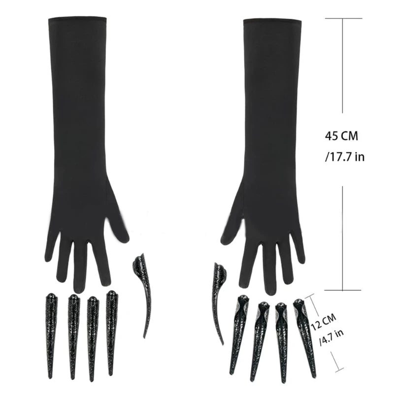 Gants à ongles longs et effrayants, accessoires de costume