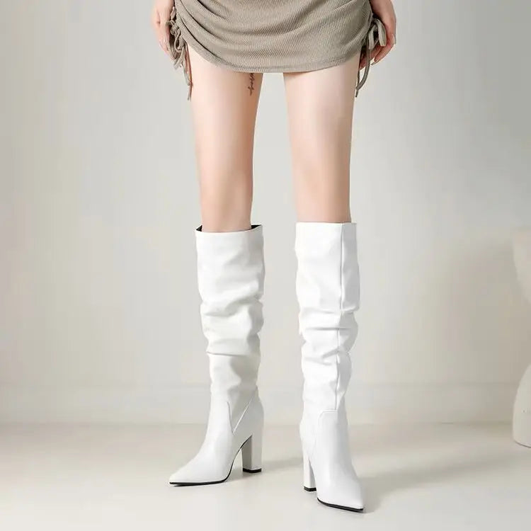 Bottes longues à talons hauts chaussures épaisses