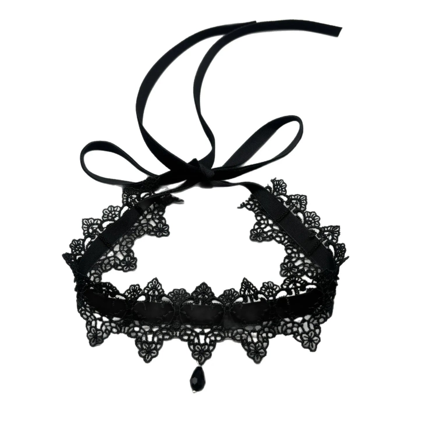 Collier ras du cou en velours noir avec pendentif en forme de goutte d'eau