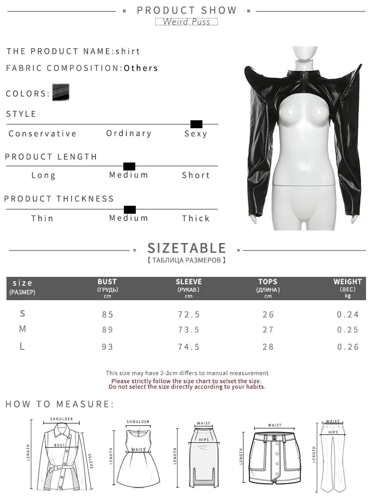 Vestes en cuir synthétique manches longues, fermeture éclair