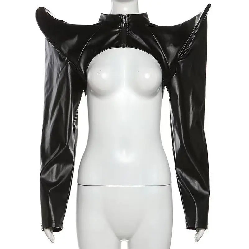 Vestes en cuir synthétique manches longues, fermeture éclair