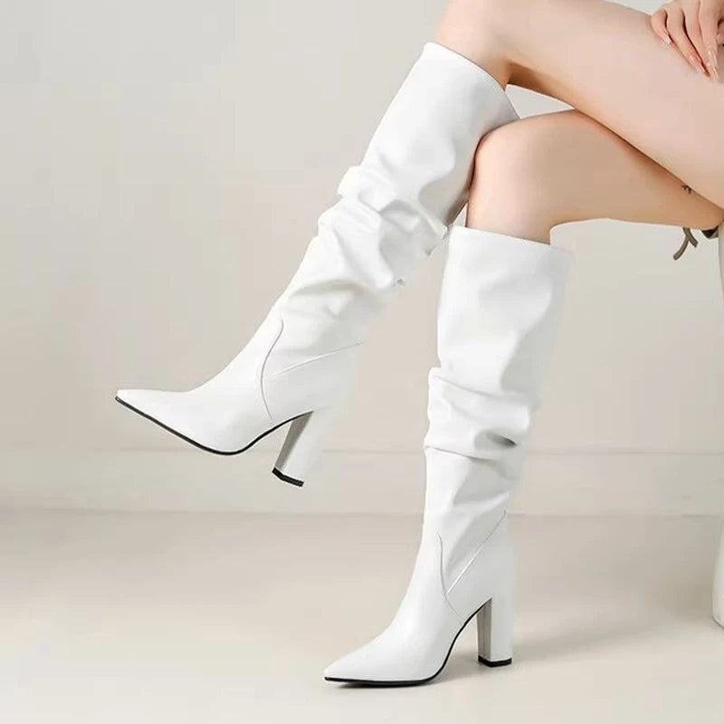 Bottes longues à talons hauts chaussures épaisses