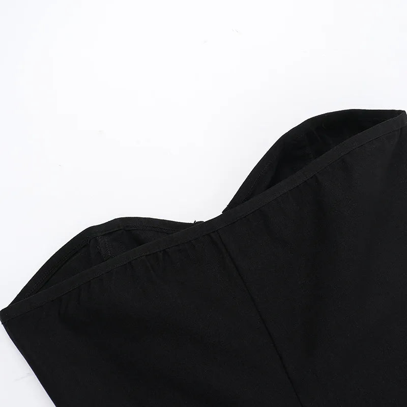 Corset sans bretelles en cuir style gothique