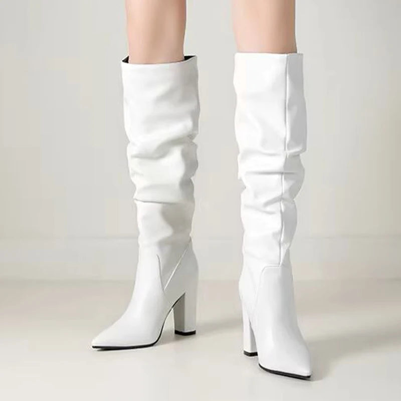 Bottes longues à talons hauts chaussures épaisses