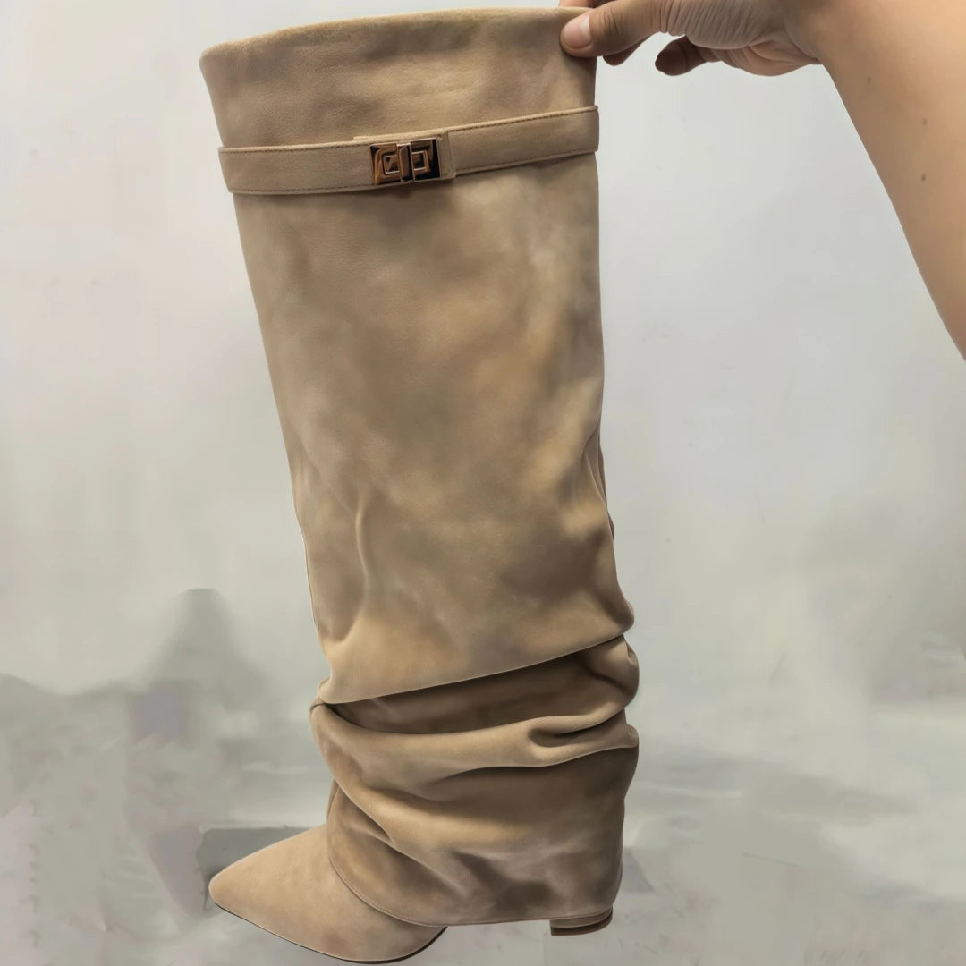 Bottes hautes à talons hauts et épais