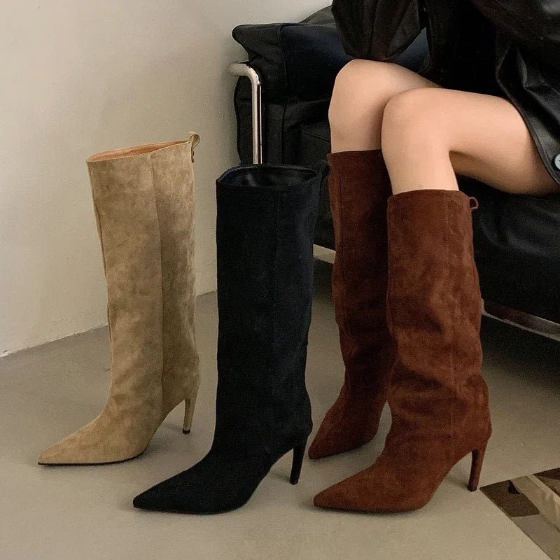 Bottes hautes chaussures à talons fins