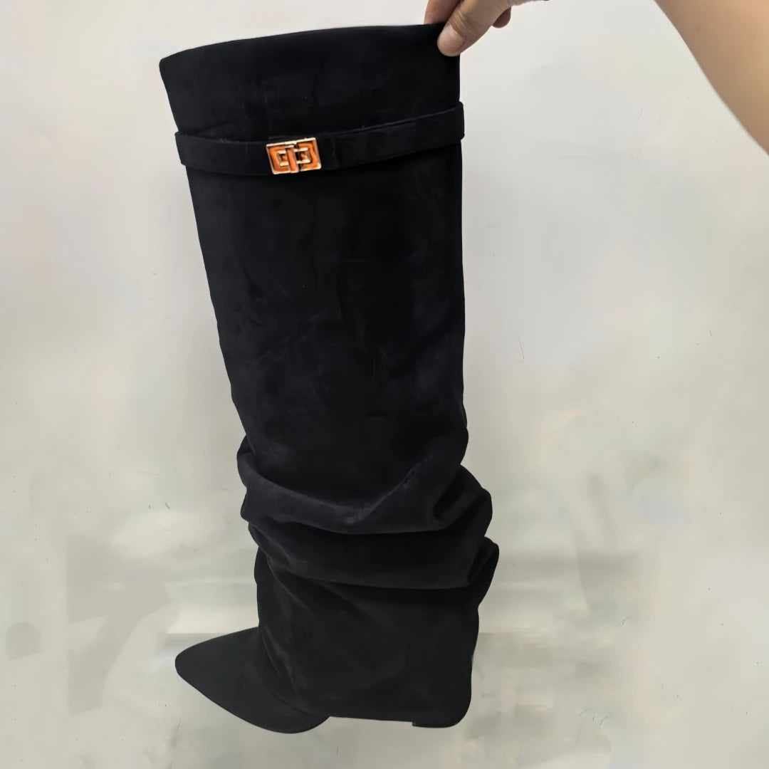 Bottes hautes à talons hauts et épais