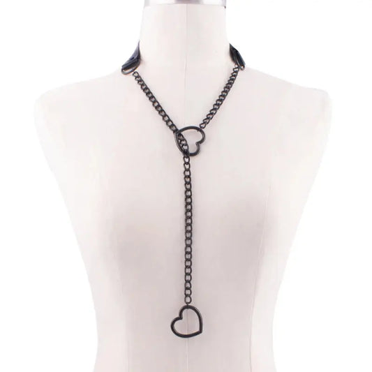 Collier chaîne en forme de cœur, ras du cou en cuir noir, accessoires, bijoux Clickbing Market