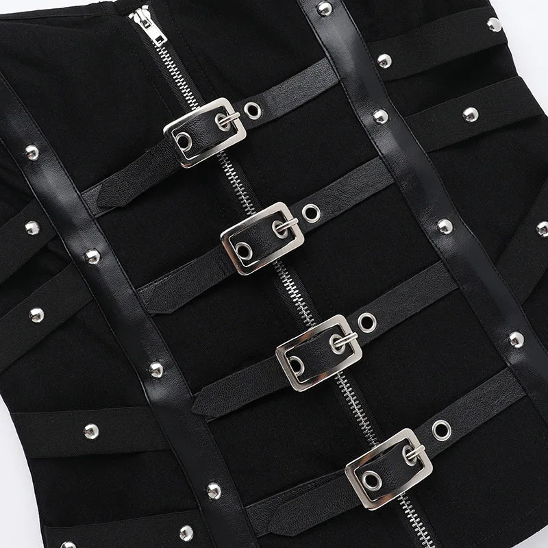 Corset sans bretelles en cuir style gothique