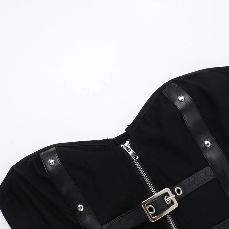 Corset sans bretelles en cuir style gothique