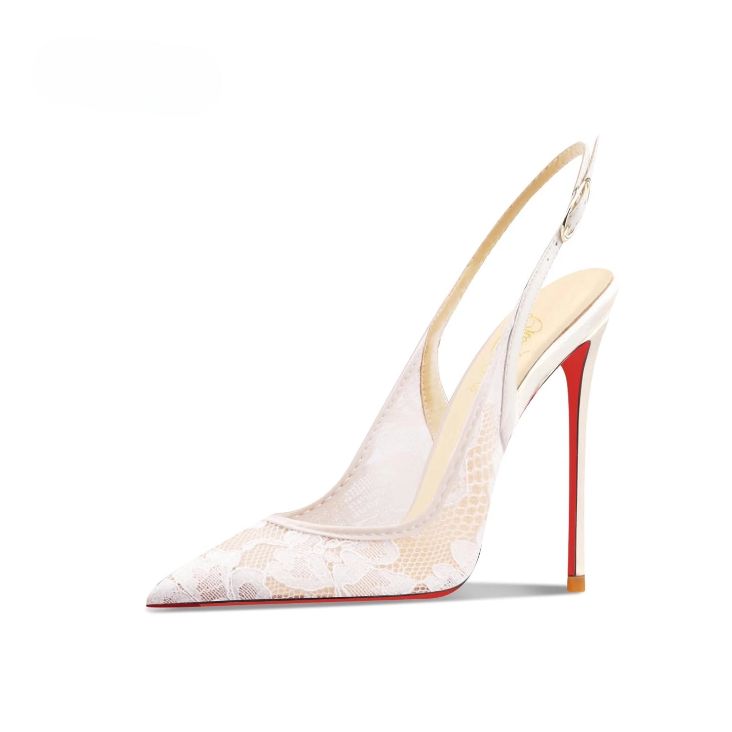 Sandales à talons hauts en dentelle noire avec bouts pointus