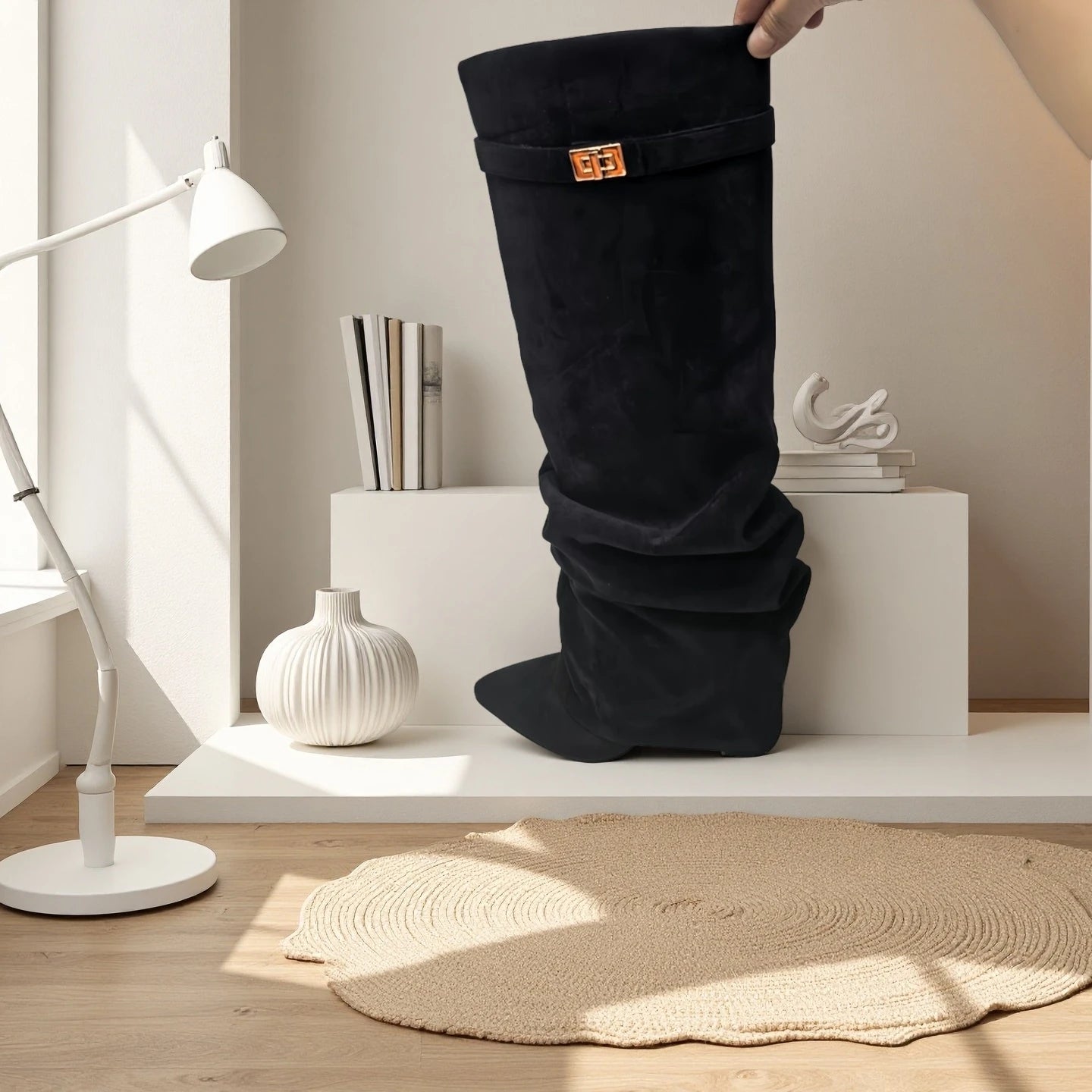 Bottes hautes à talons hauts et épais