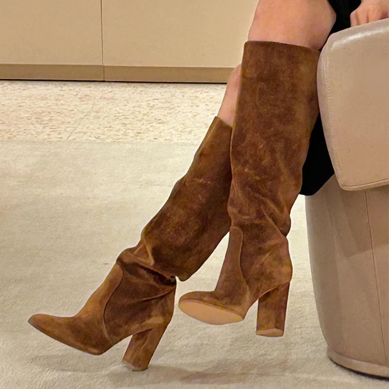 Bottes longues sexy à talons hauts chaussures élégantes