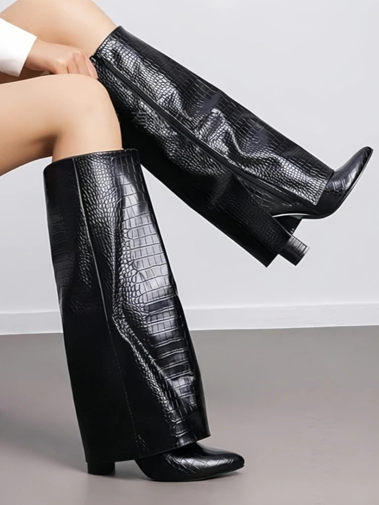 Bottes hautes à talons hauts et épais