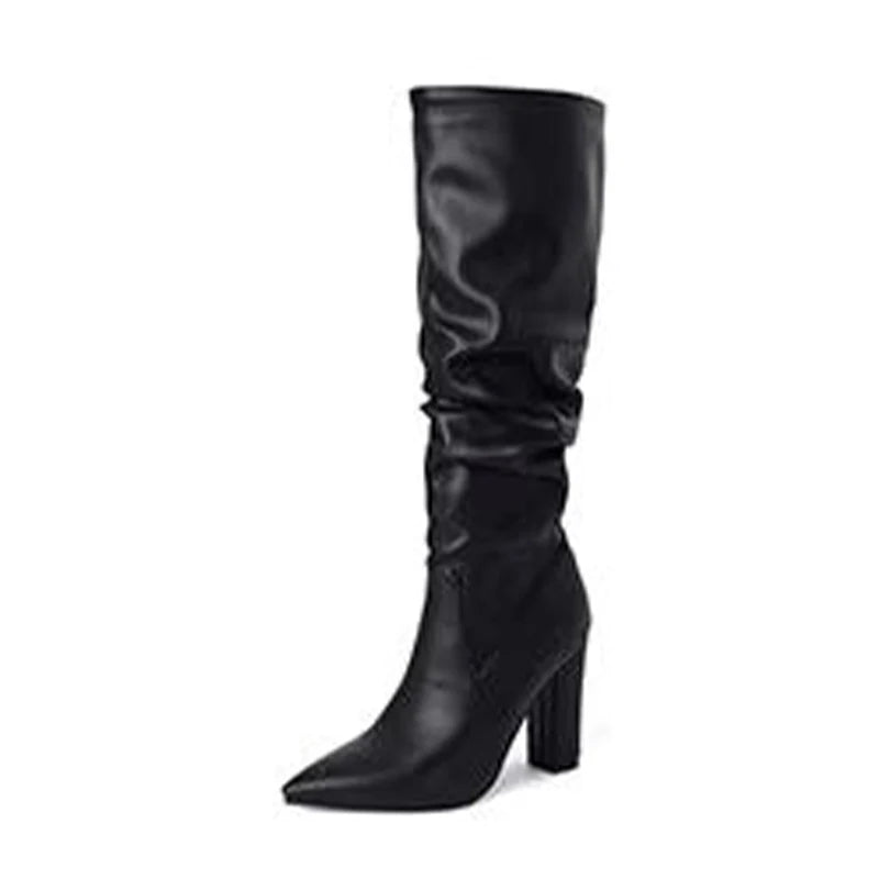 Bottes longues à talons hauts chaussures épaisses