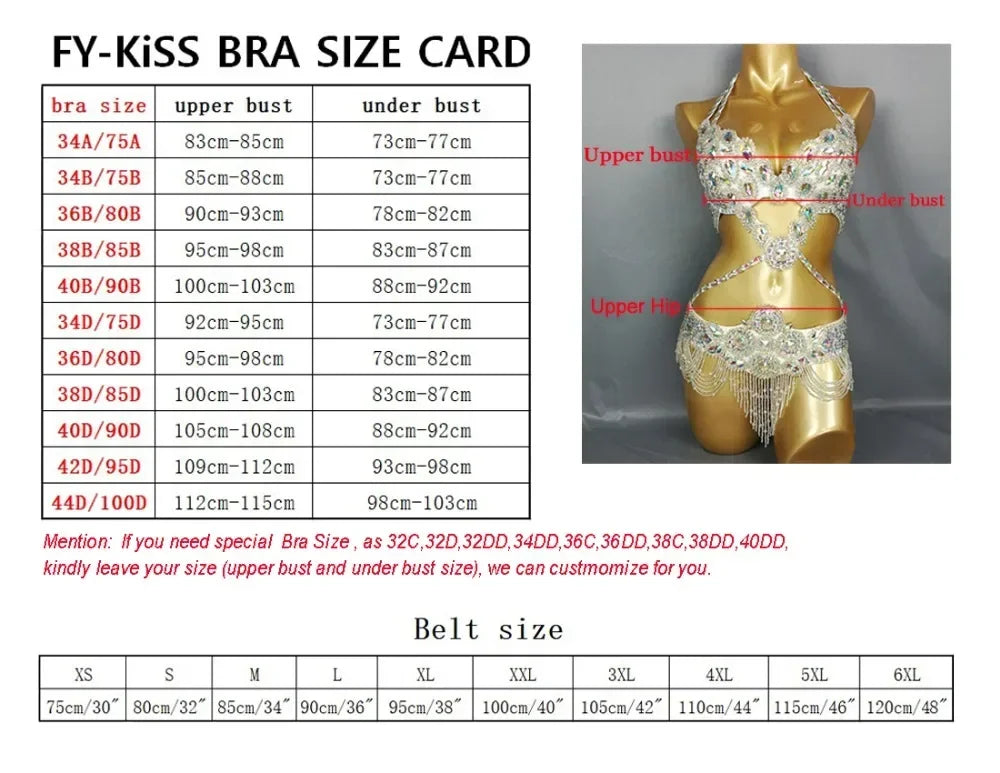 Costume 2 pièces ensemble soutien-gorge ceinture