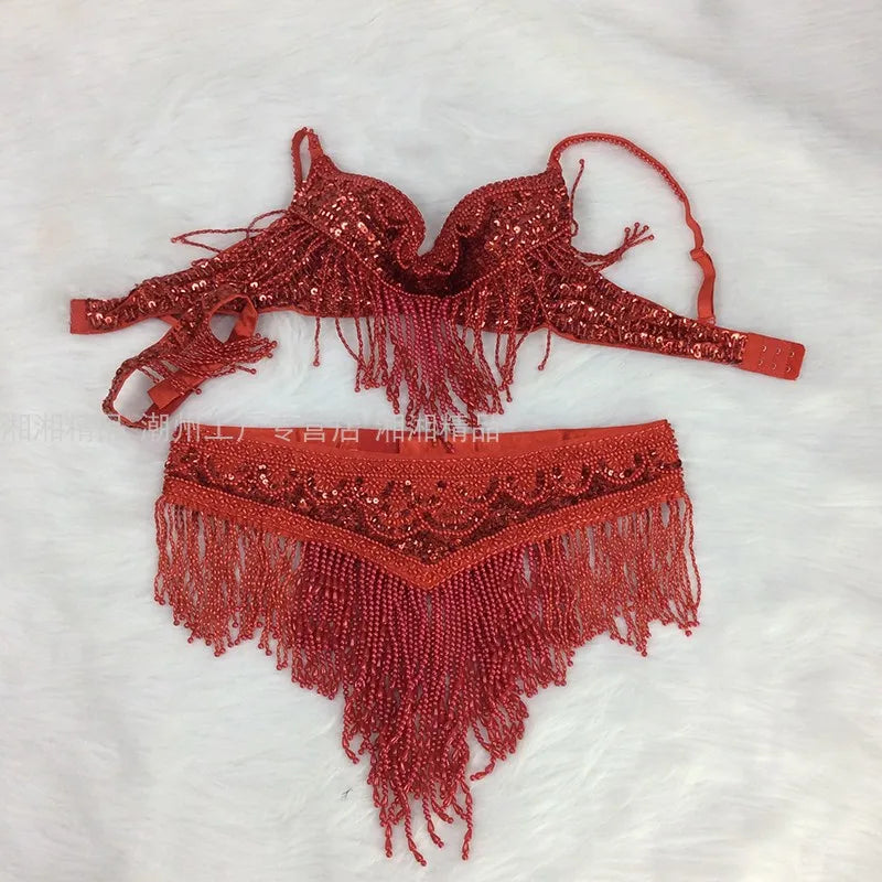 Costume 2 pièces ensemble soutien-gorge ceinture