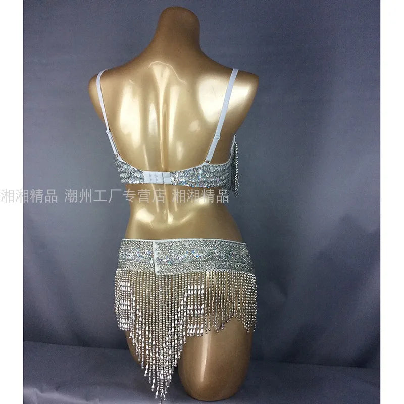 Costume 2 pièces ensemble soutien-gorge ceinture