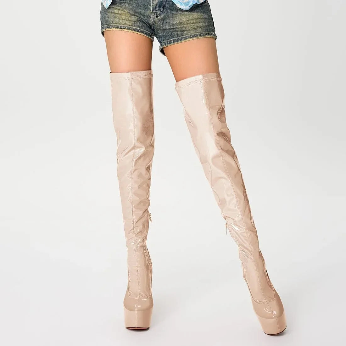 Bottes hautes au-dessus du genou semelles épaisses