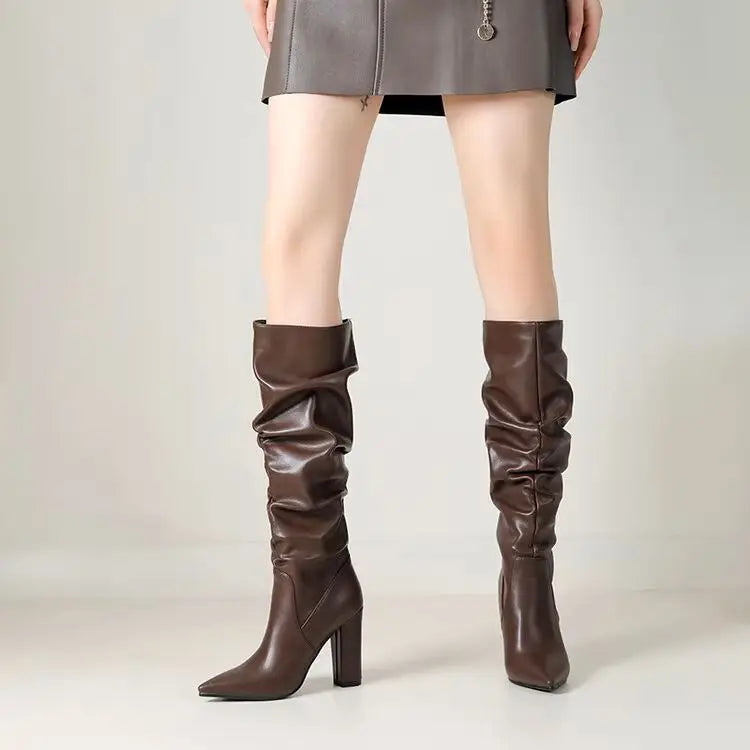 Bottes longues à talons hauts chaussures épaisses