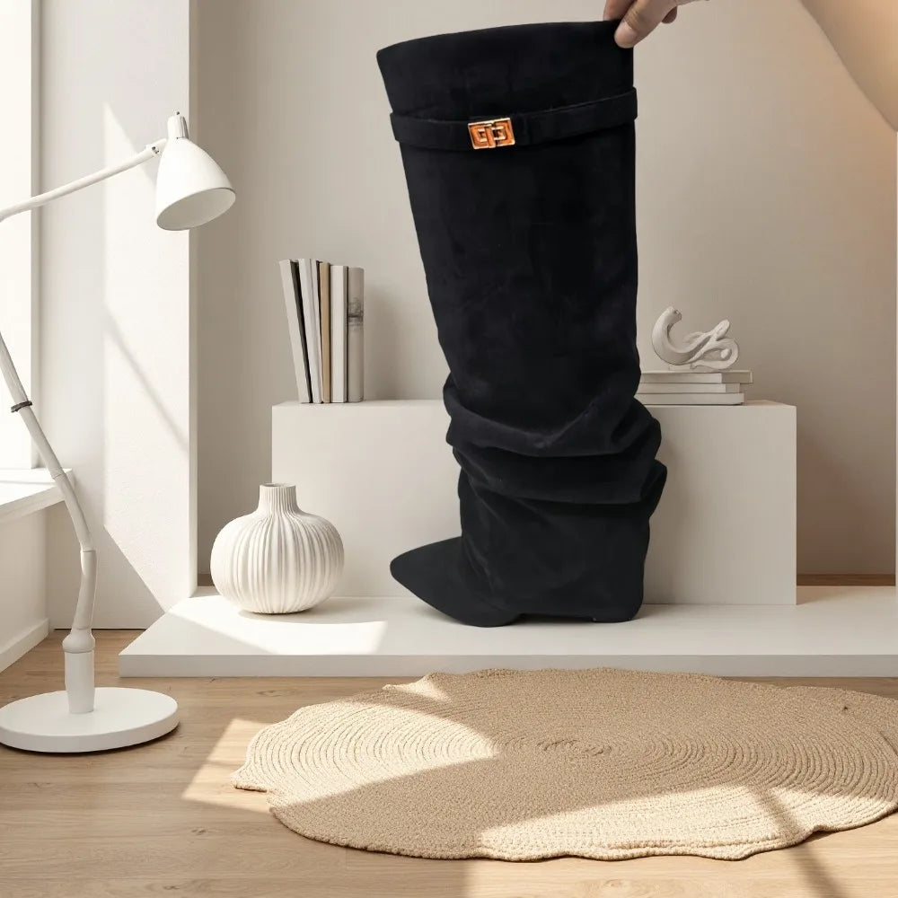 Bottes hautes à talons hauts et épais