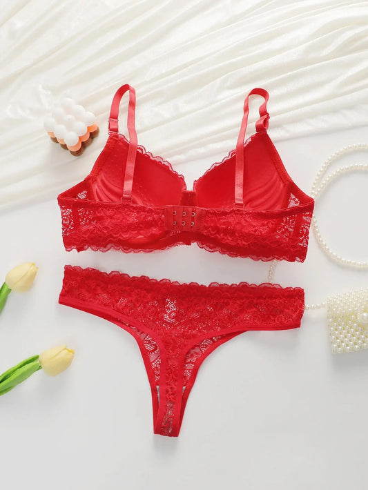 Ensemble de lingerie sexy en dentelle avec anneau en acier soutien-gorge quotidien Clickbing Market