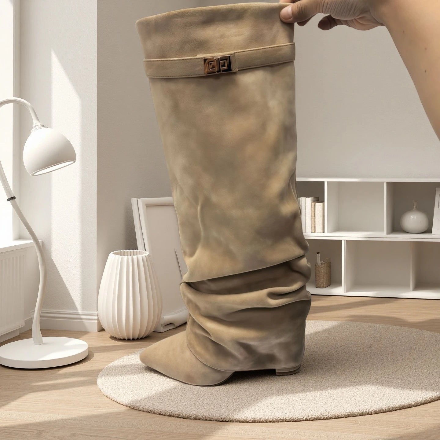 Bottes hautes à talons hauts et épais