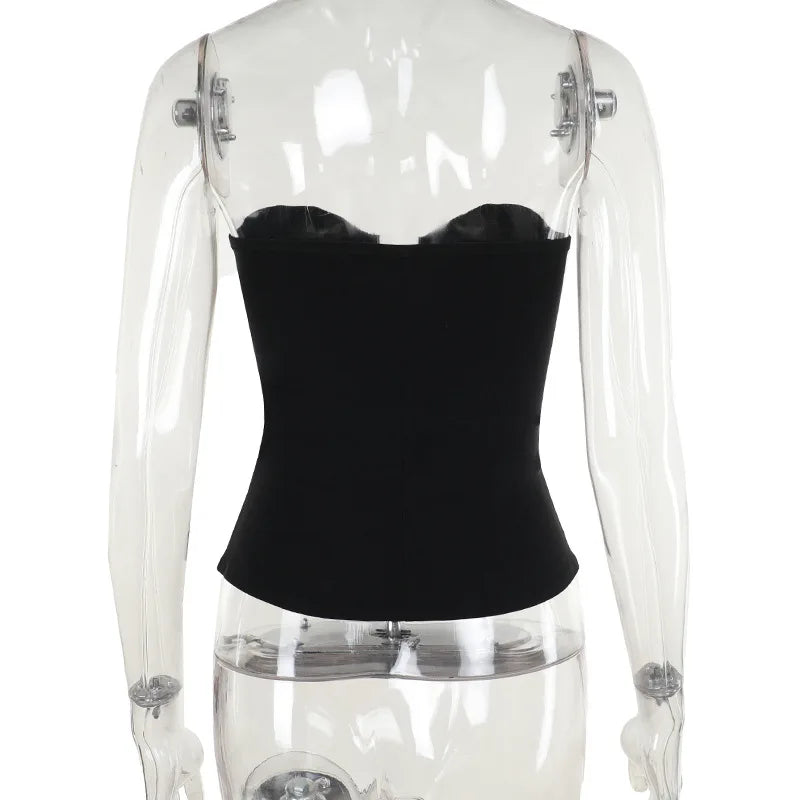 Corset sans bretelles en cuir style gothique