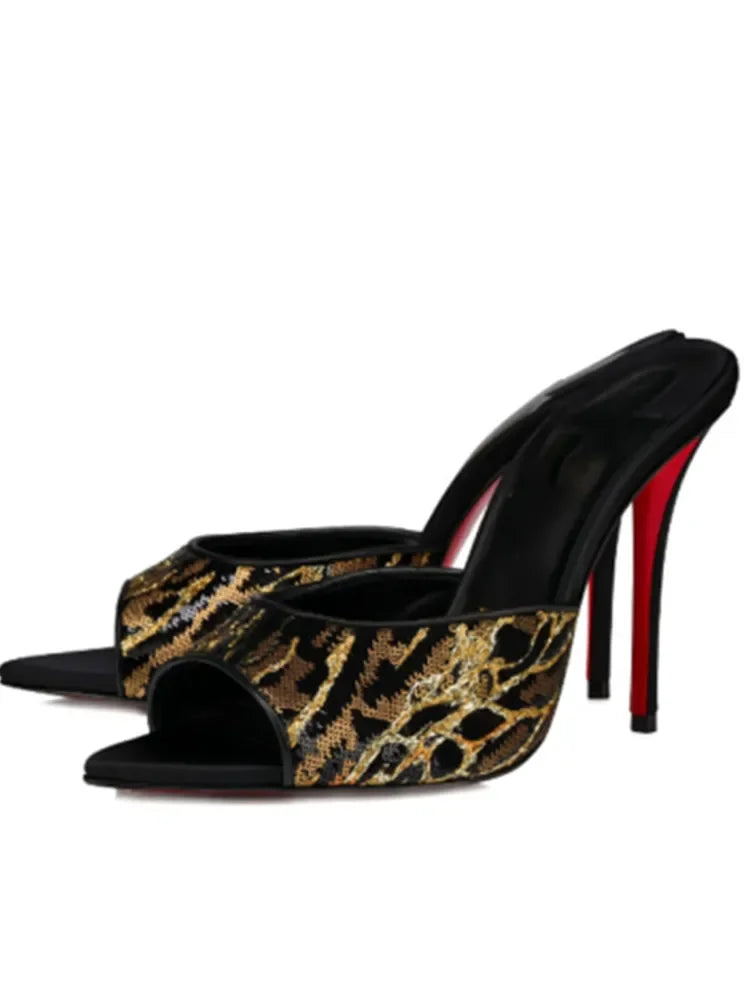 Chaussures en forme de bouche de poisson, pantoufles sexy une pièce