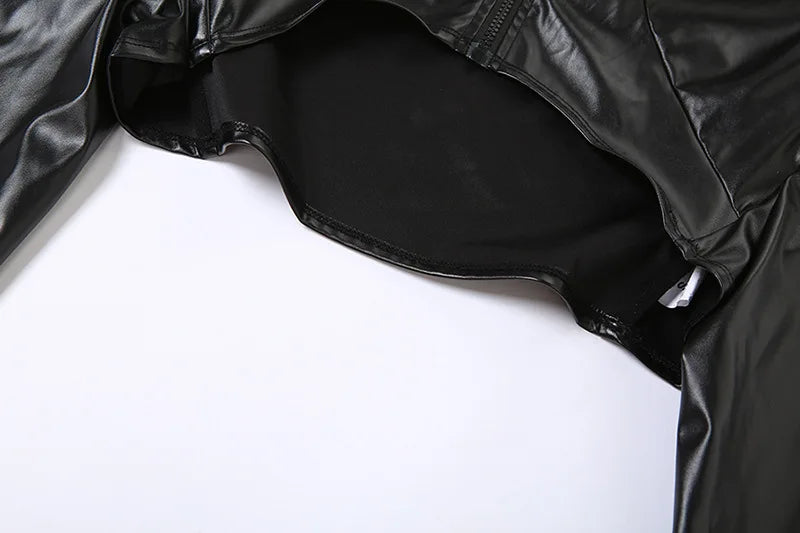 Vestes en cuir synthétique manches longues, fermeture éclair