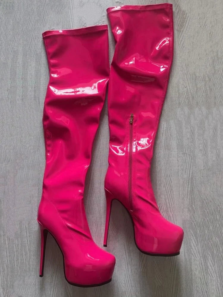 Bottes hautes au-dessus du genou semelles épaisses