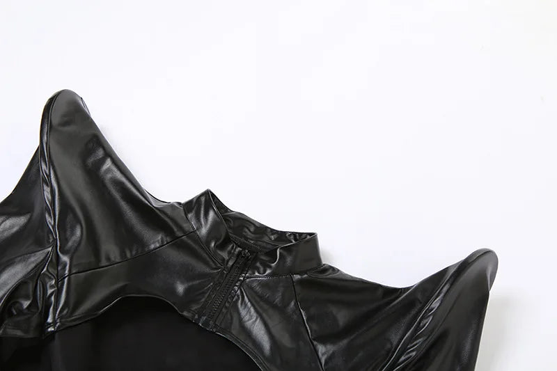 Vestes en cuir synthétique manches longues, fermeture éclair