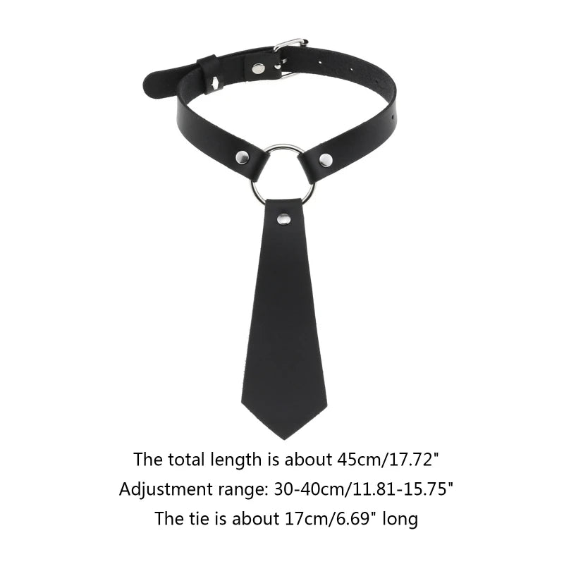 Collier ras du cou en similicuir noir