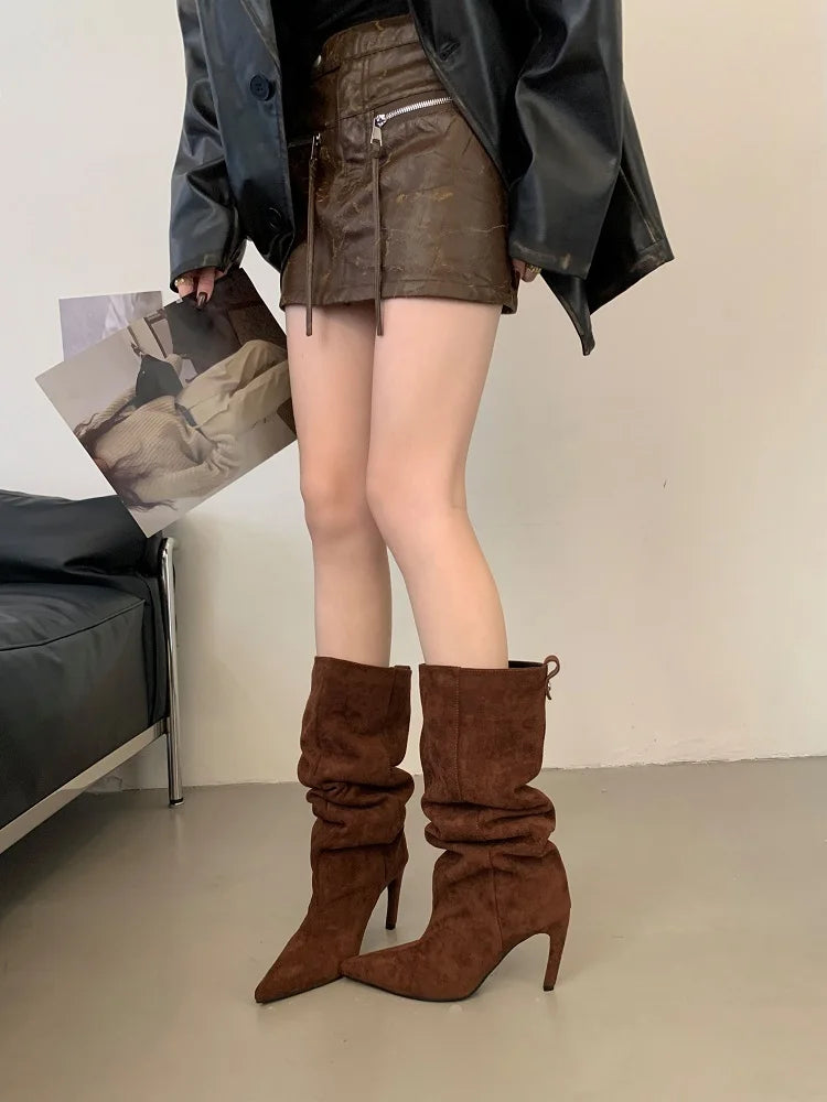 Bottes hautes chaussures à talons fins