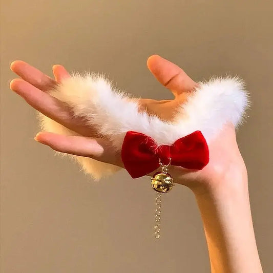 Collier en peluche avec nœud papillon rouge, ras du cou atmosphérique, chaîne de clavicule de Niche Clickbing Market