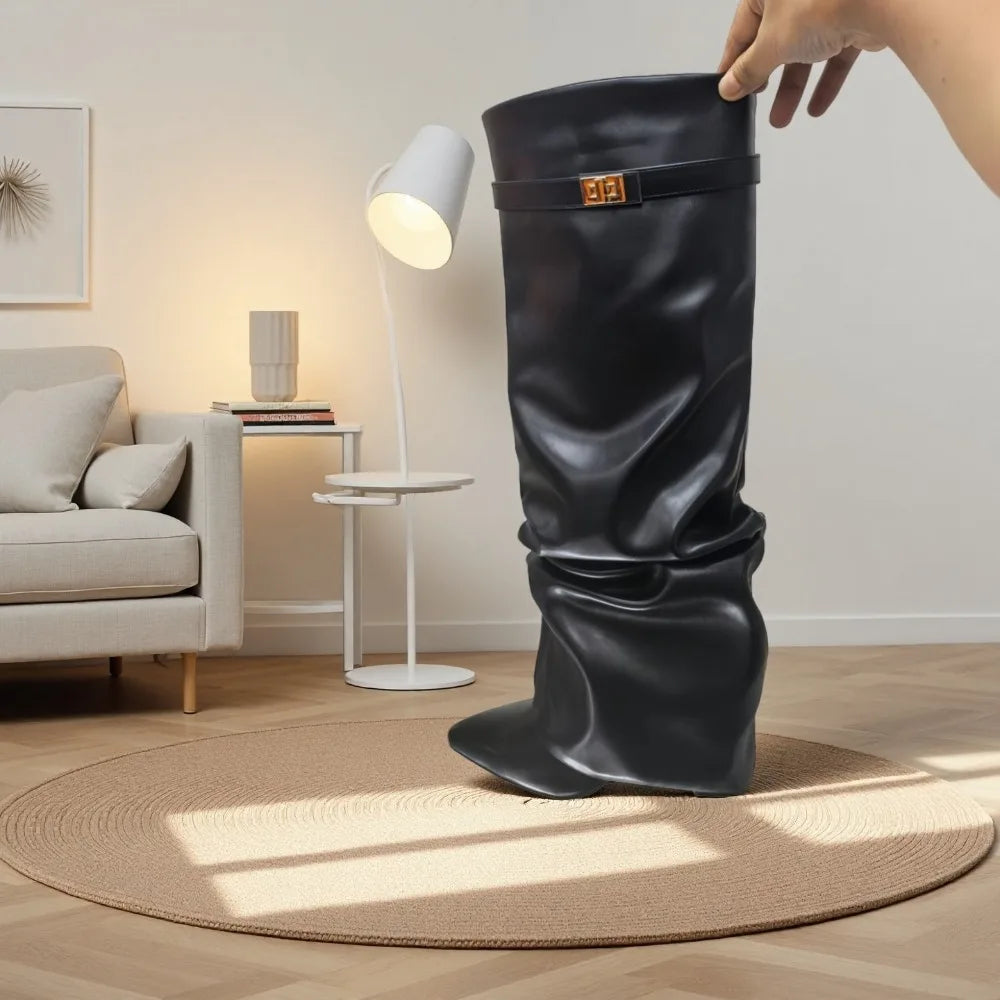 Bottes hautes à talons hauts et épais