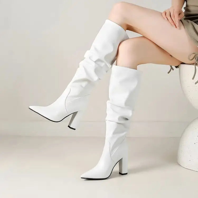 Bottes longues à talons hauts chaussures épaisses