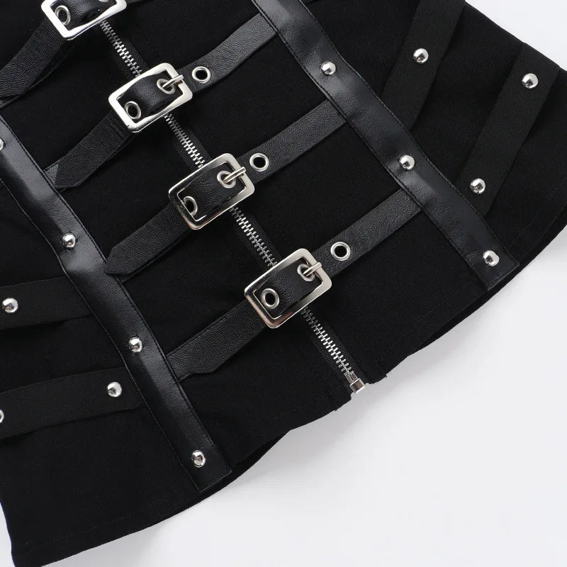 Corset sans bretelles en cuir style gothique