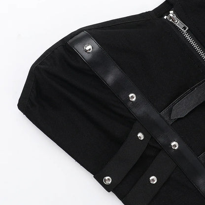 Corset sans bretelles en cuir style gothique