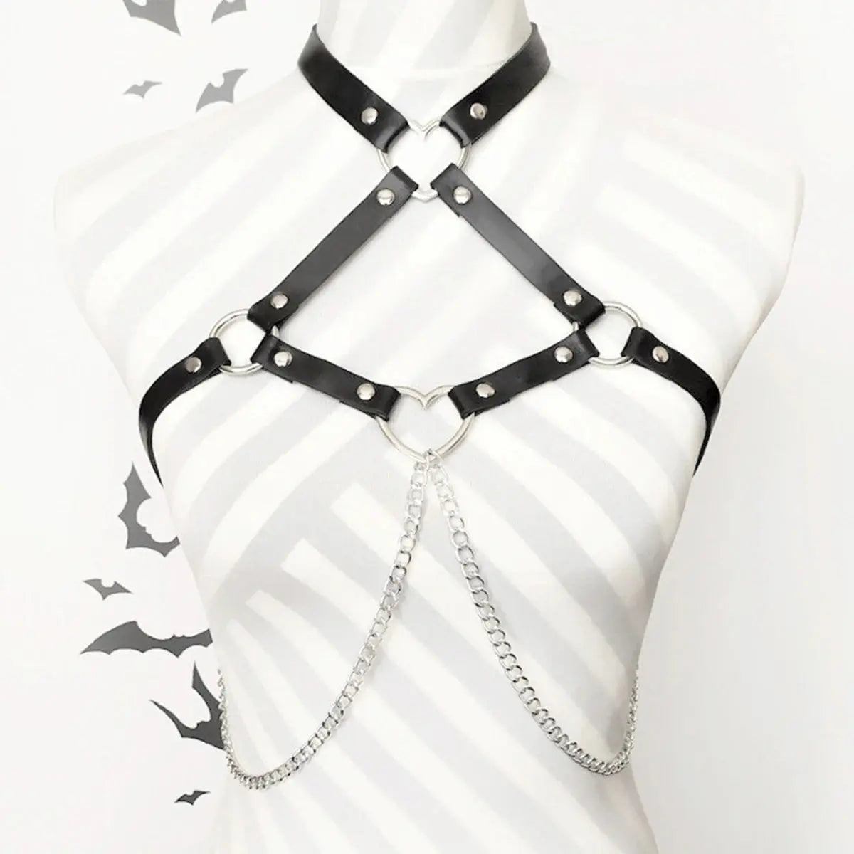 Ceinture en cuir harnais de Style de rue, ceinture de poitrine réglable avec chaîne Clickbing Market